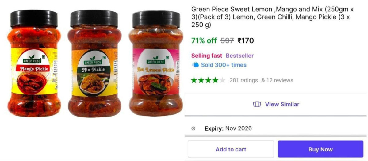 Pack Of 3 Pickle (750g) At 170