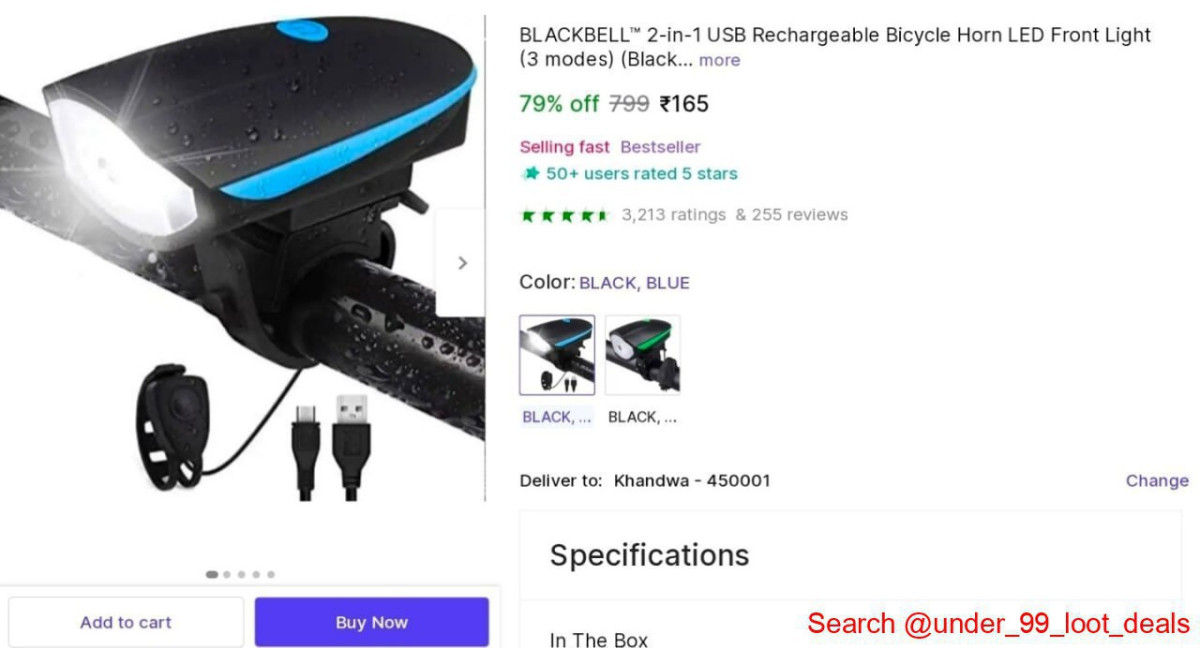 Bicycle Rechargeable Horn Front Light At 165