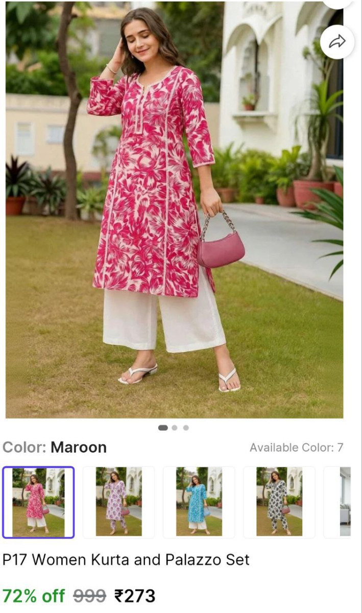 Shopsy Women Kurta Palazzo Set At 273
