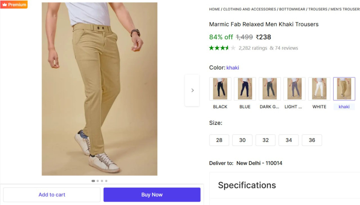 Men S Khaki Trousers 238
