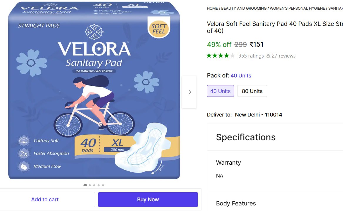 Sanitary Pads Xl Size 151