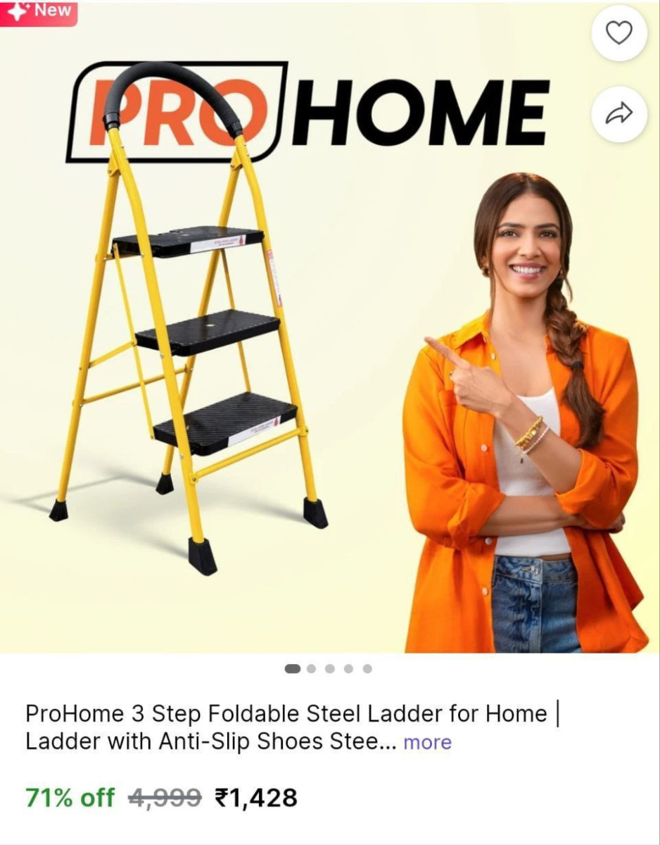 Shopsy 3 Step Foldable Steel Ladder For Home 1 428