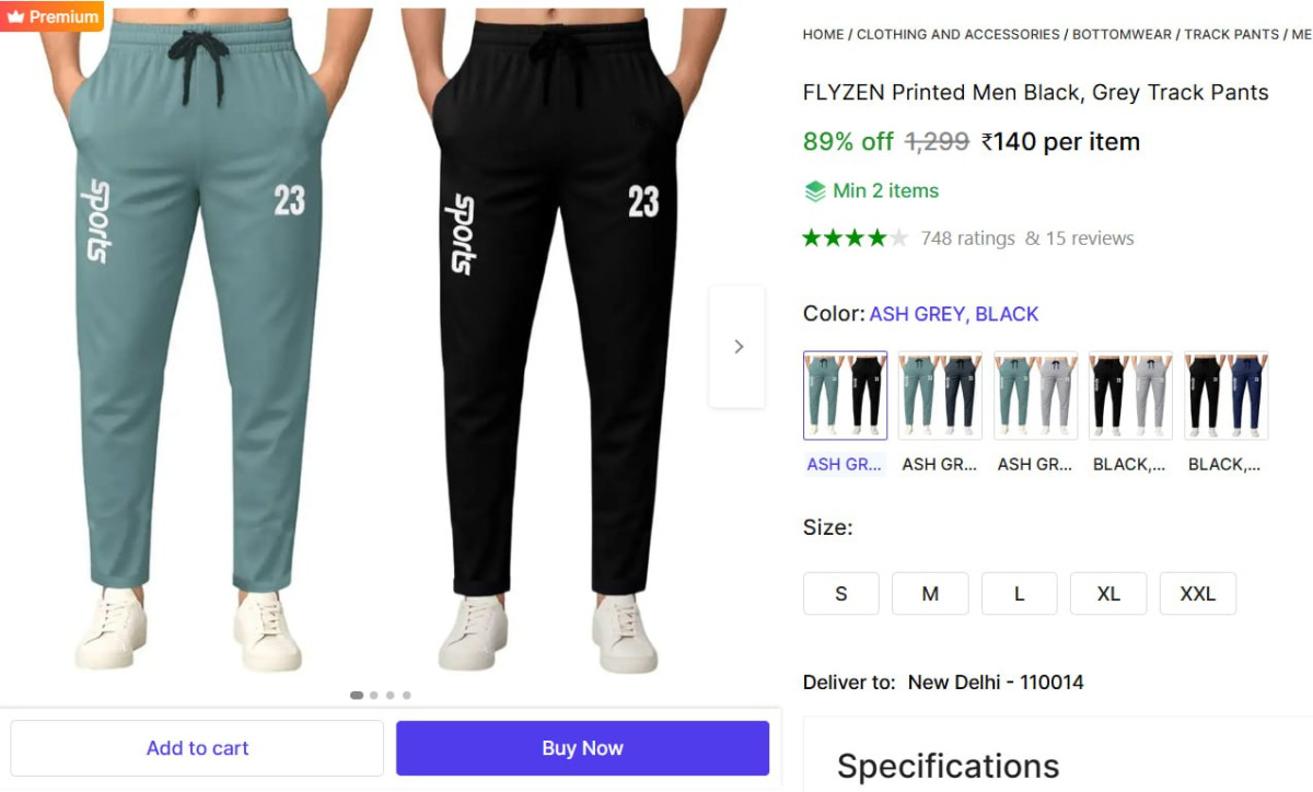 Men Solid Track Pants 140min 2 Buy