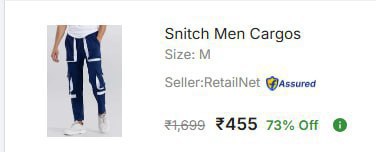 - Snitch Men Cargos At Rs 455 Master Link -