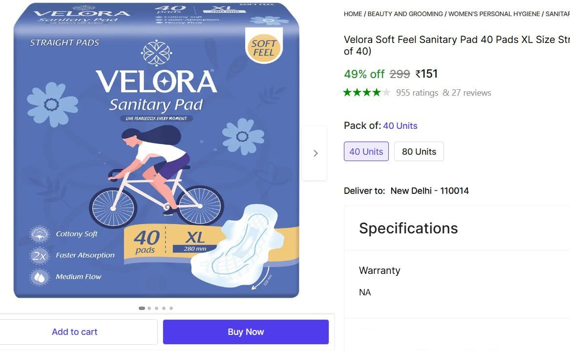 Shopsy 40 Sanitary Pads Xl Size 151