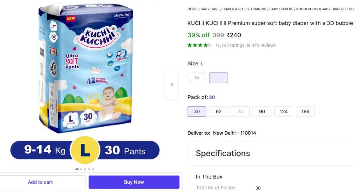 Baby Diaper L (30 Pants) 240