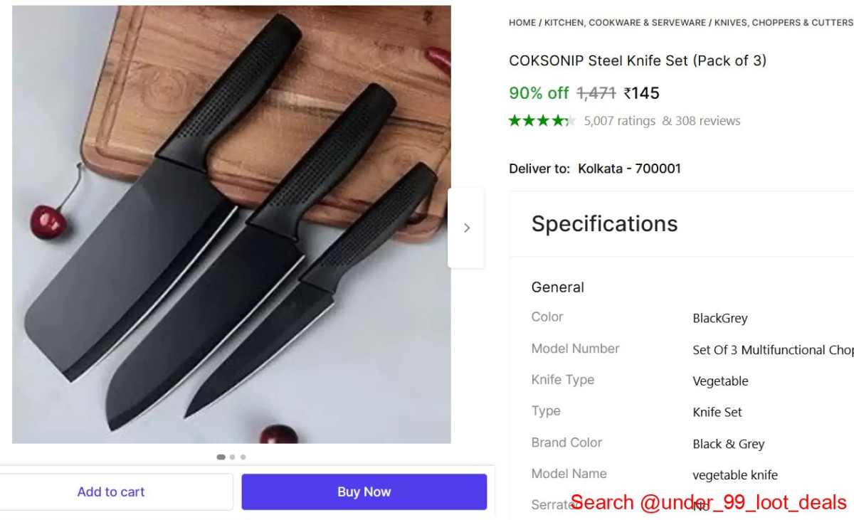 Stainless Steel Knife Set (pack Of 3) At 145