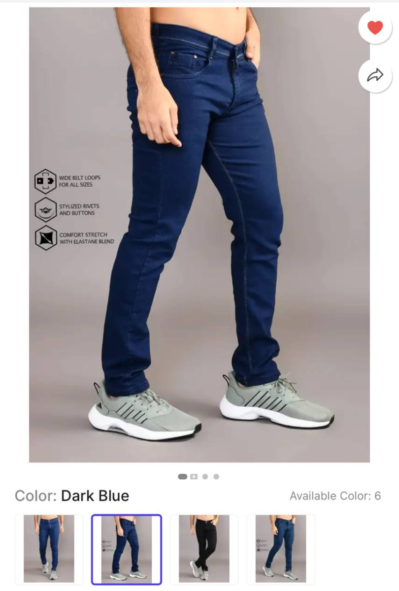 Men Regular Mid Rise Dark Blue Jeansdeal 413