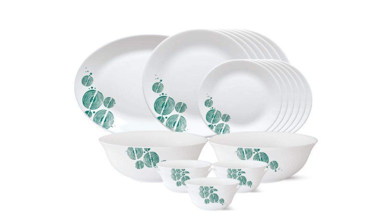 Larah By Borosil Opalware Dinner Set - 21 Pieces Whitedeal 1469