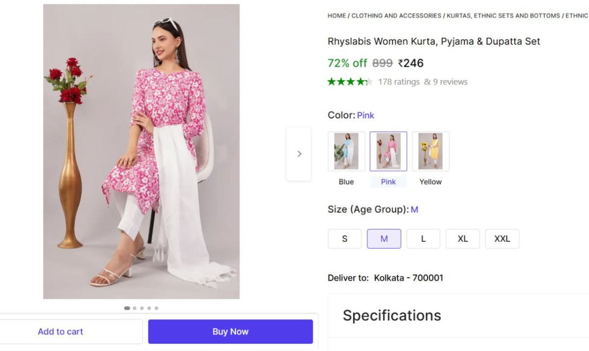 Women Kurta Pyjama Dupatta Set 246
