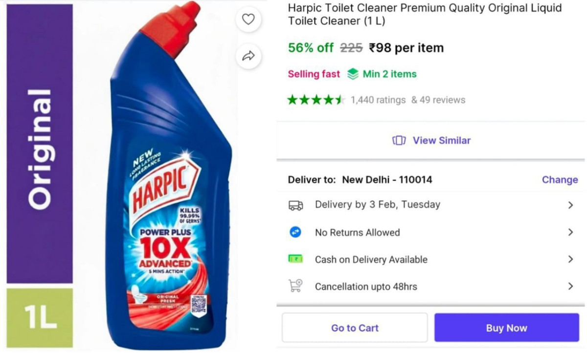 Loot Fast Harpic 1l At 98