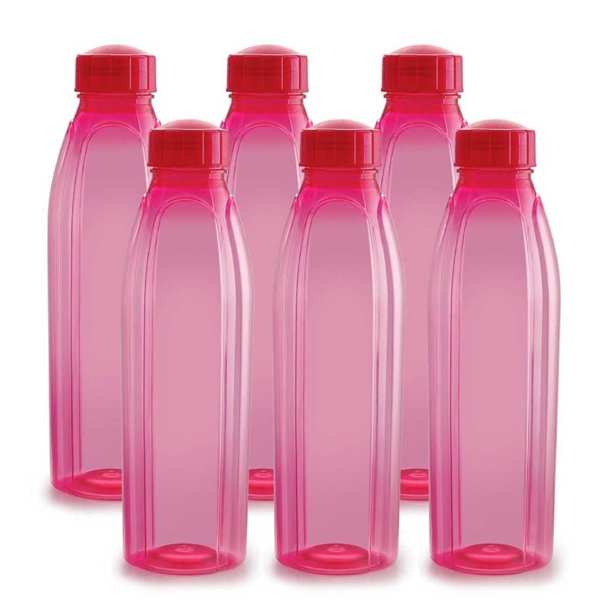 Cello Crystal Water Bottles Set Of 6 1000 Ml Each Pink 161