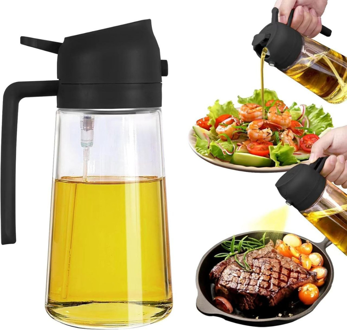 Homewiz 3-in-1 Oil Dispenser Glass Bottle 500ml