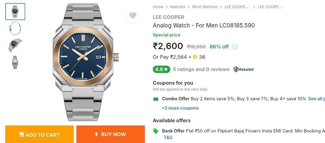 Lee Cooperanalog Watch 2600 Click Here To Join All Deals