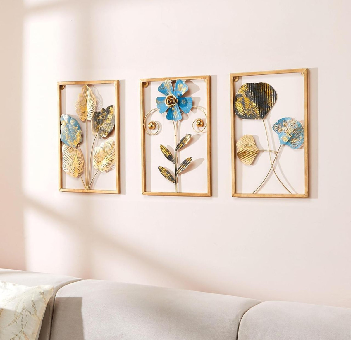 Amazon Brand - Solimo Leaves Metal Wall Decor Set Of 3 798