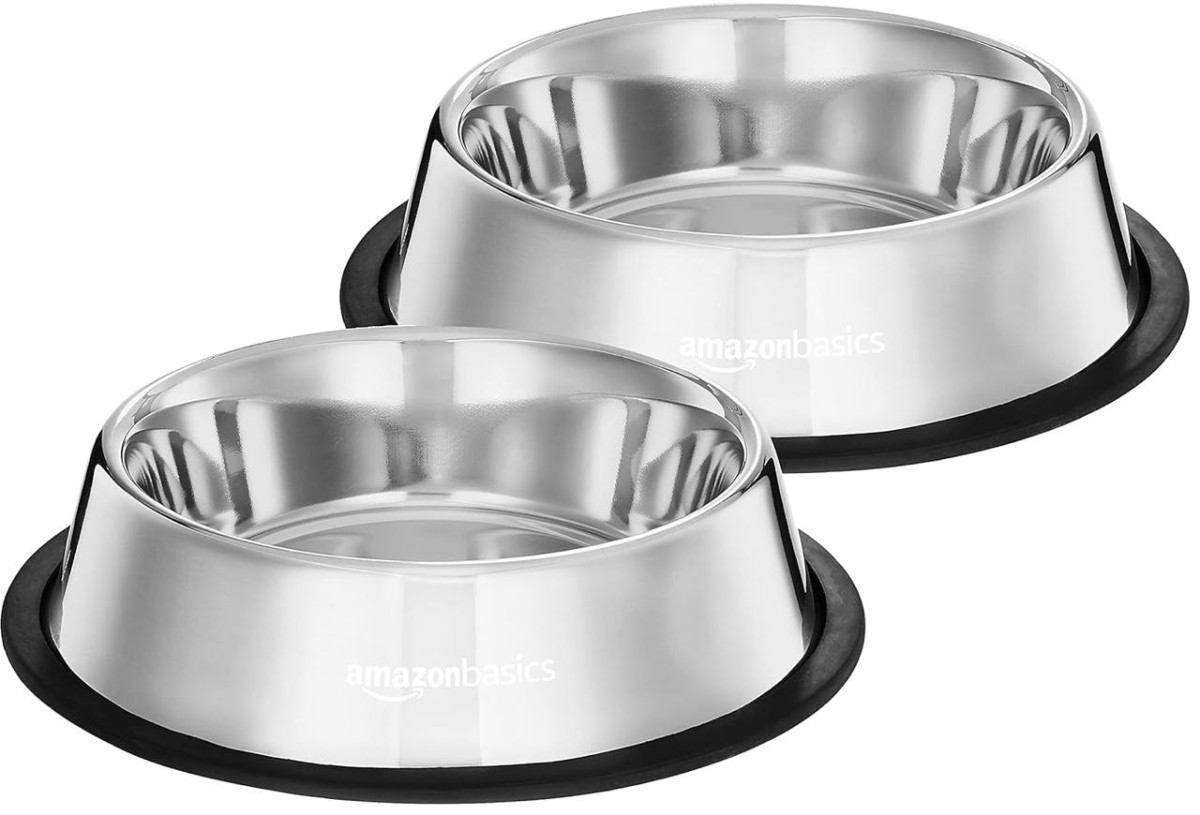 Amazon Basics Stainless Steel Pet Feeding Bowls For Dogs And Cats Set Of 2 