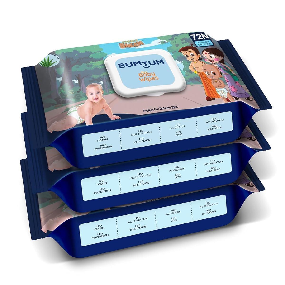 Bumtum Baby Chota Bheem Gentle Soft Moisturizing Wet Wipes With Lid (pack O