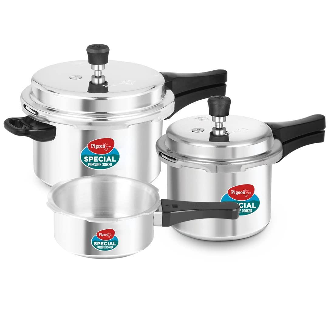 Pigeon By Stovekraft Aluminium Outer Lid Pressure Cooker Combo 2 Litre 3 Li