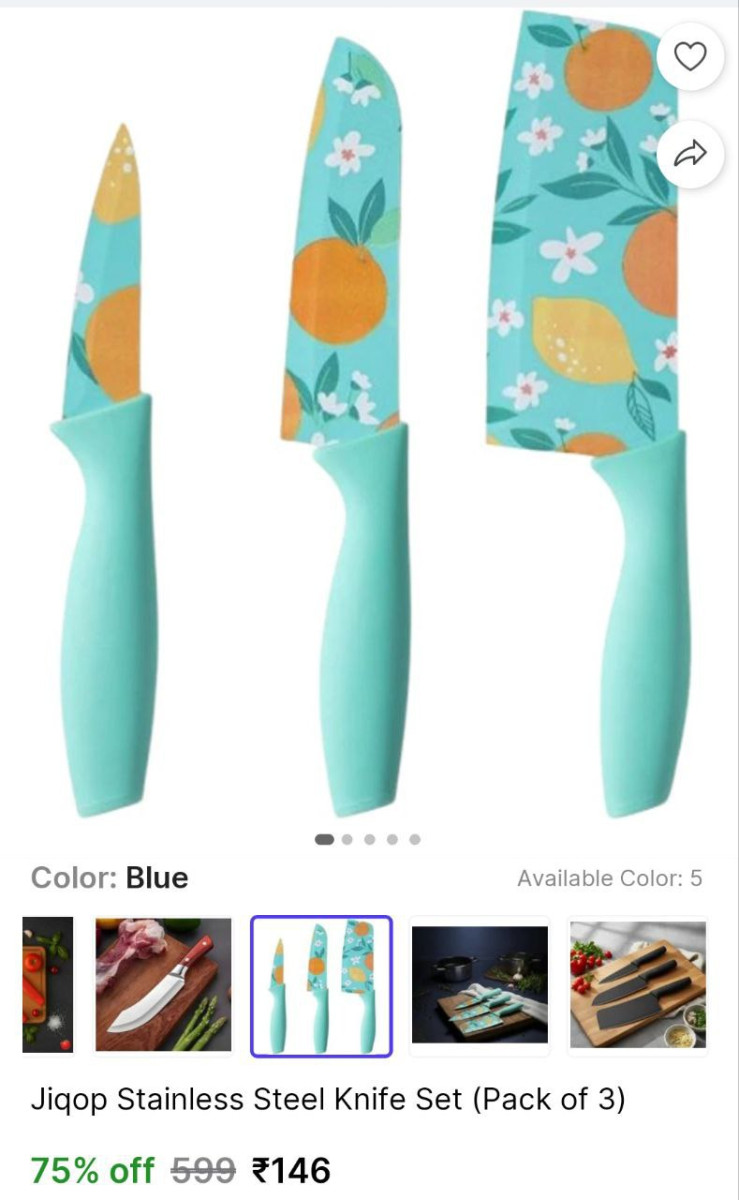 Shopsy Stainless Steel Kitchen Knife Set At 146