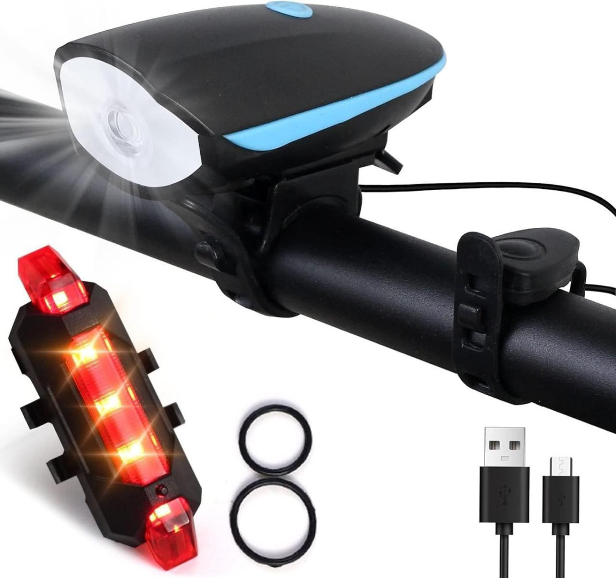 -in-1 Rechargeable Cycle Light And Horn With Cycle Tail Light Led
