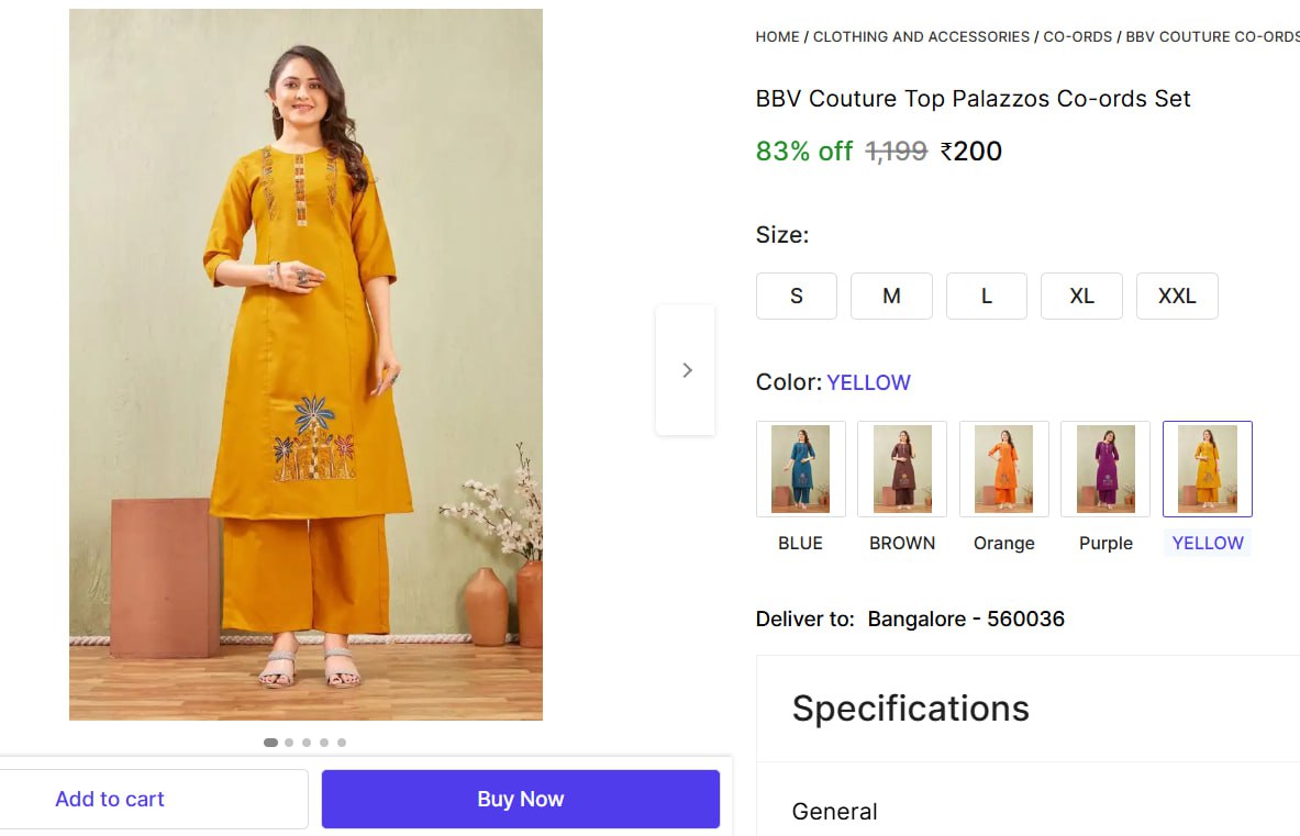 Loot Women D Palazzo Set 200