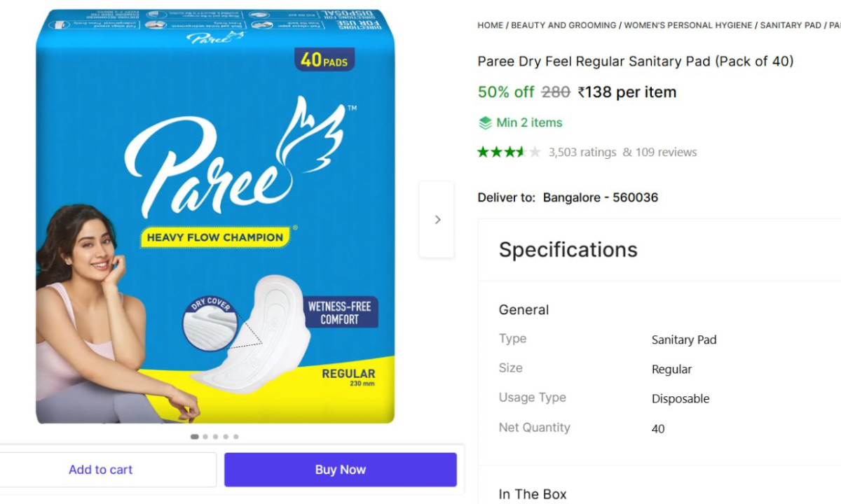 Paree Sanitary Pads (pack Of 40) 138min 2 Buy