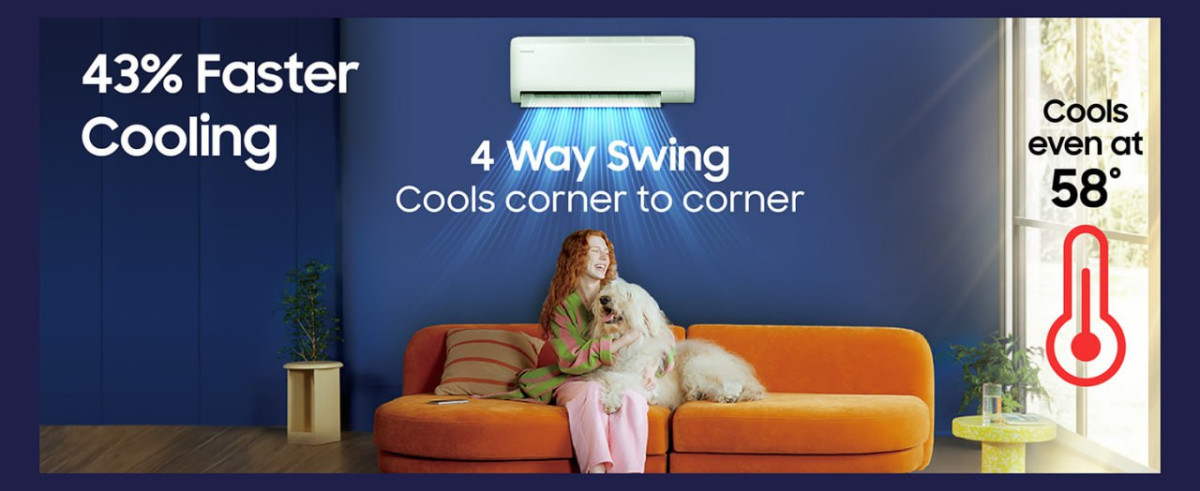 Samsung 1 5 Ton 5 Star Ai Inverter Smart Split Ac 35 740 Flat 4750 With Axi