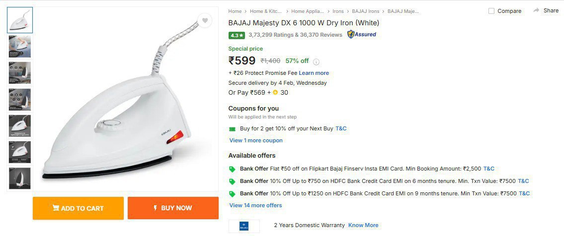 Bajaj Dry Iron 599havells 1100w Dry Iron 679crompton Dry Iron 549 Click Her