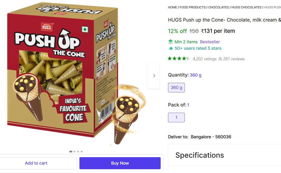 Choco Wafer Cone (30 Pcs) 131min 2 Qty