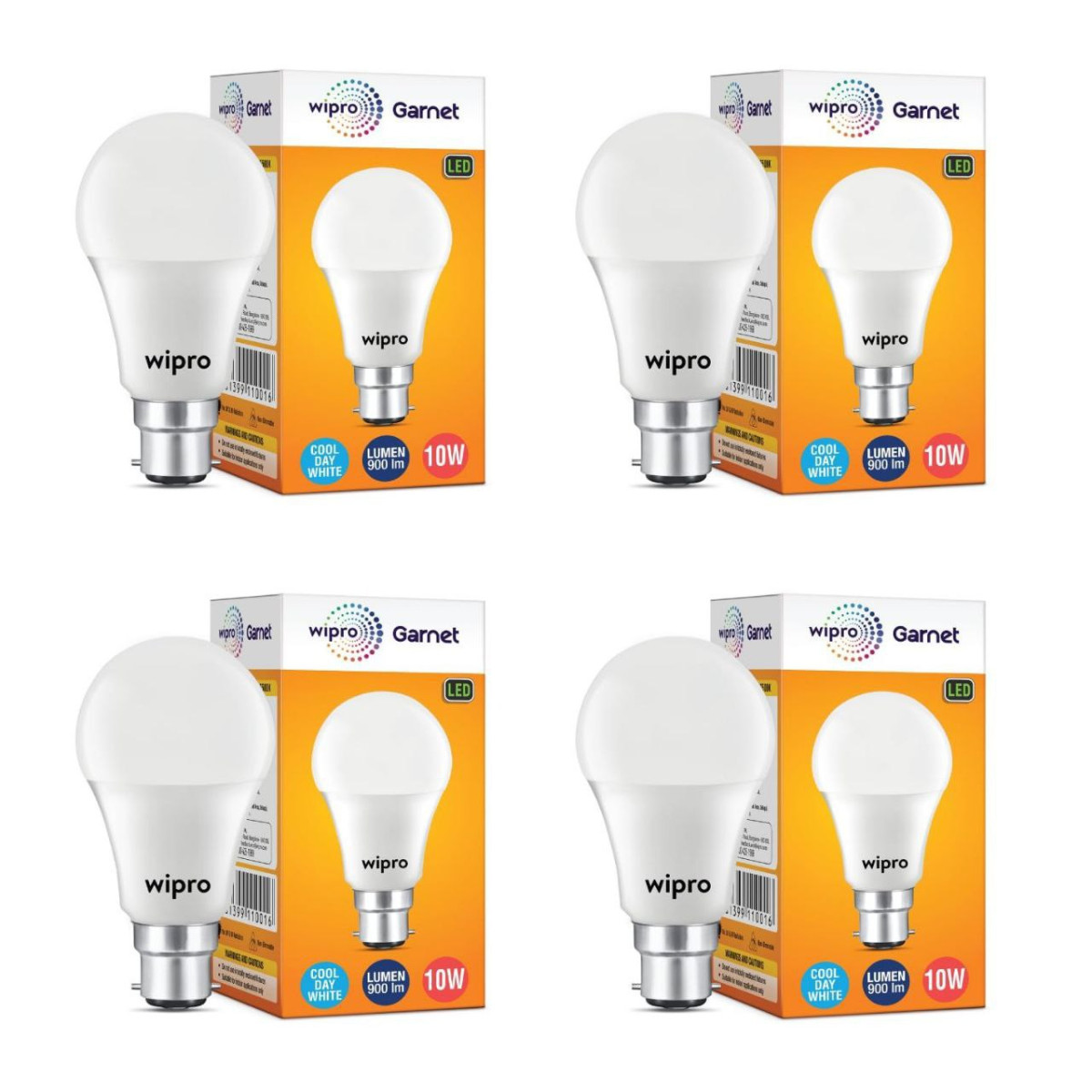 Wipro Garnet 10w Led Bulb For Home Office Pack Of 4 233