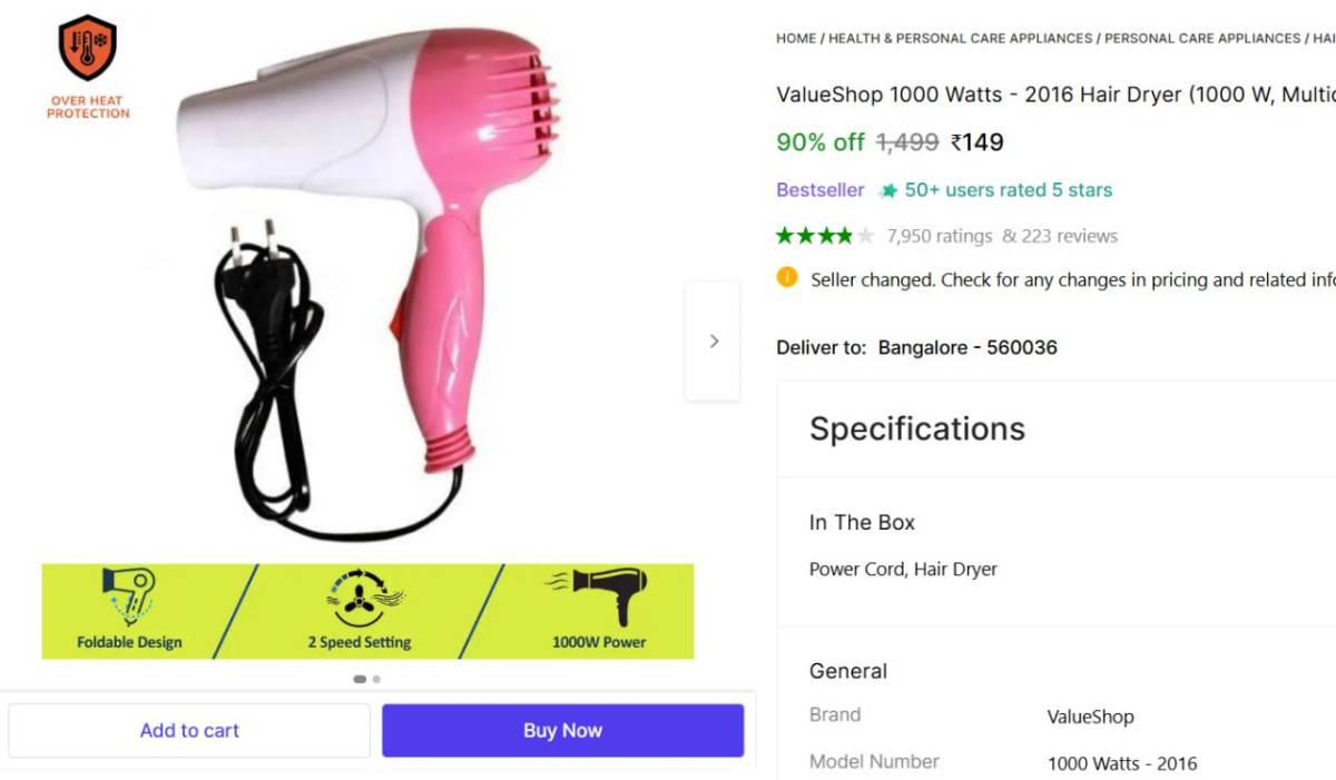 Foldable Hair Dryer (1000 W) 149