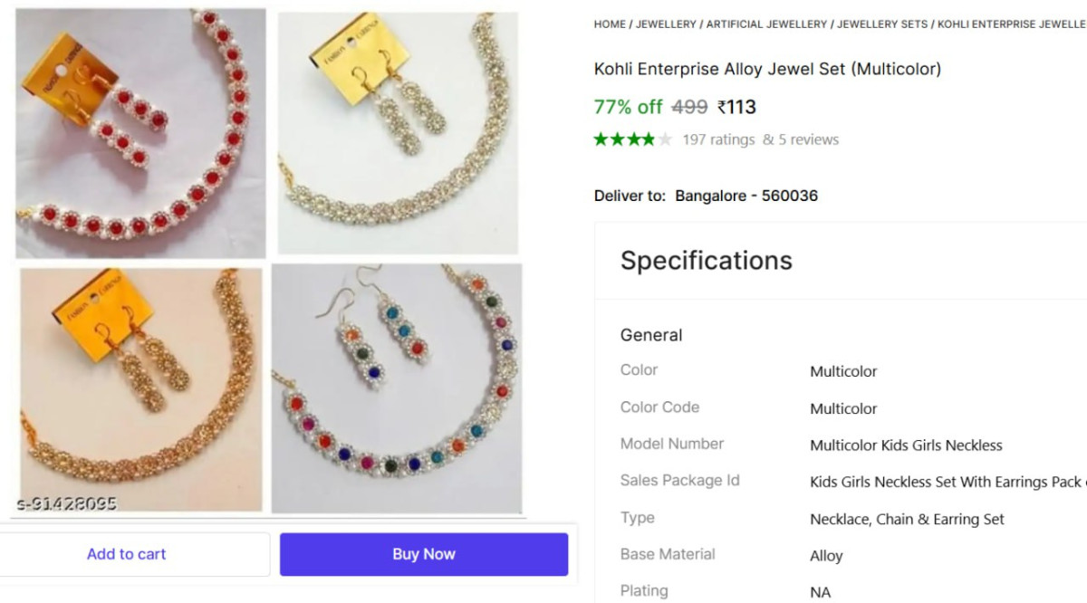 Neckless Set With Earrings (pack Of 4) 113