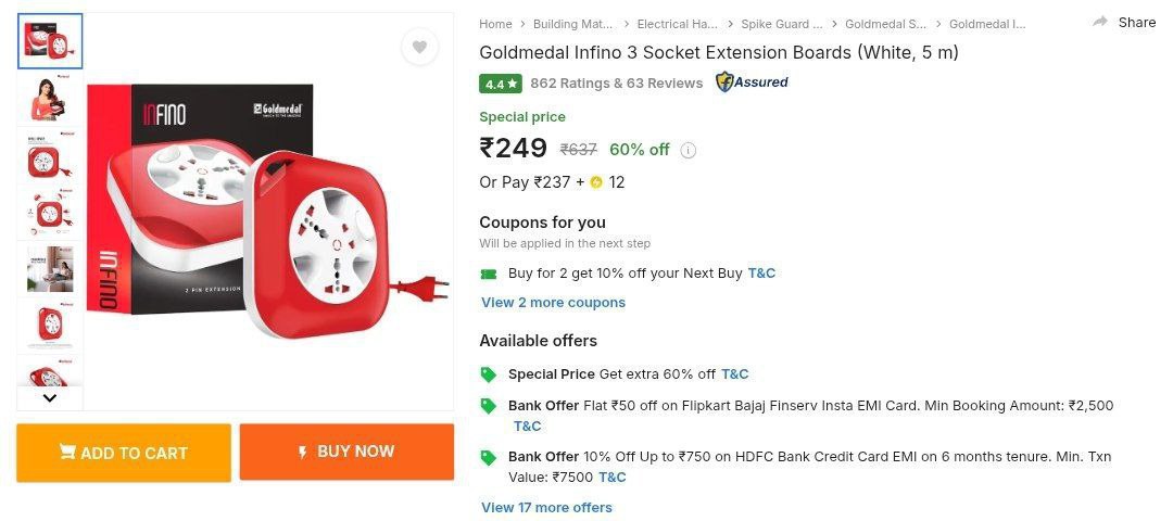 Goldmedal 3 Socket Extension Boards 249 Click Here To Join All Deals