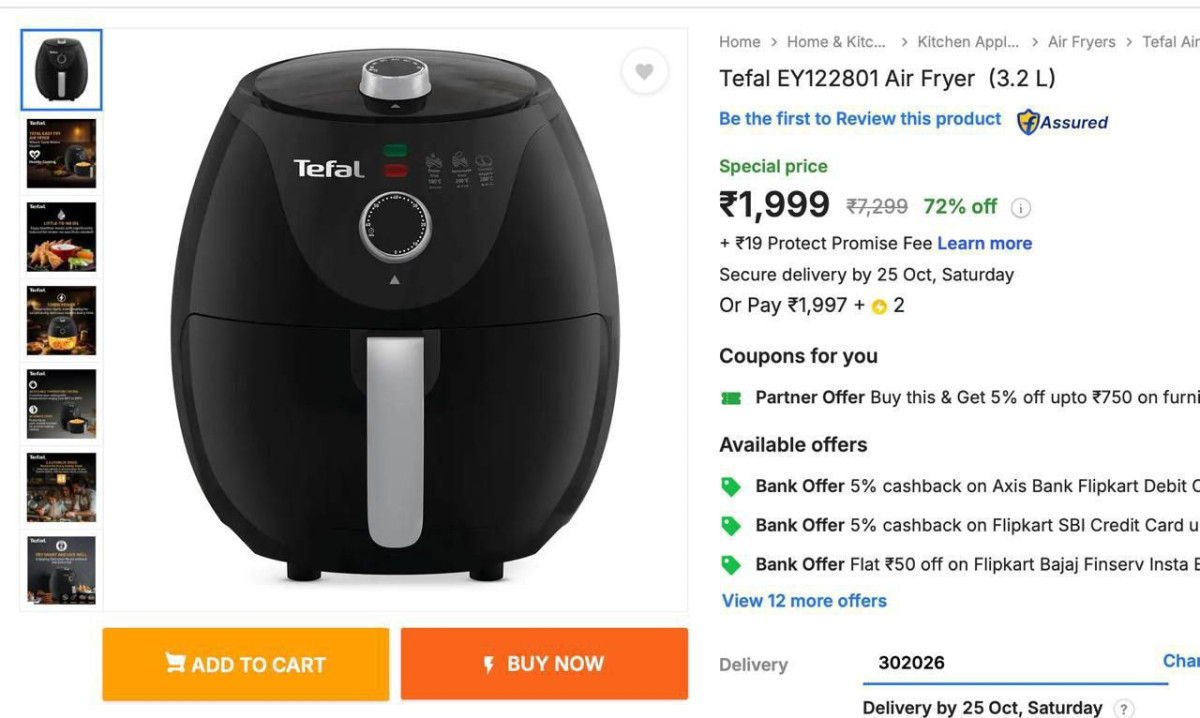 Flipkart 73 - Tefal Air Fryer(3 2 L) At Rs 1999 Click Here To Join All Deal