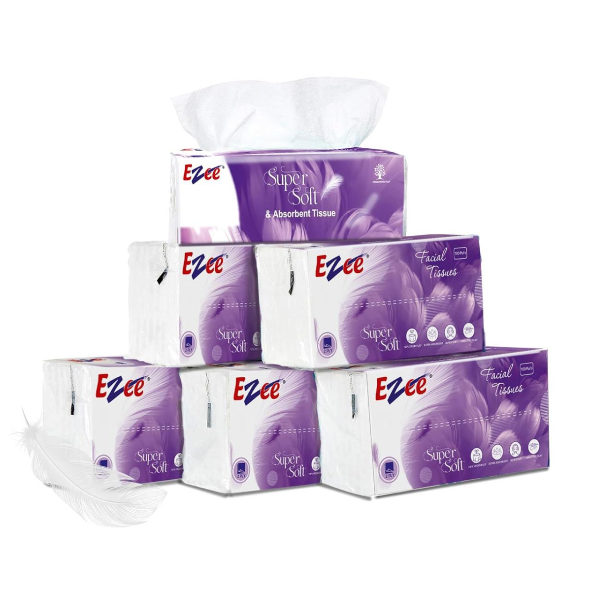 Ezee 2 Ply Facial Tissue Soft Pack 600 Pulls 100 Pulls X Pack Of 6 155