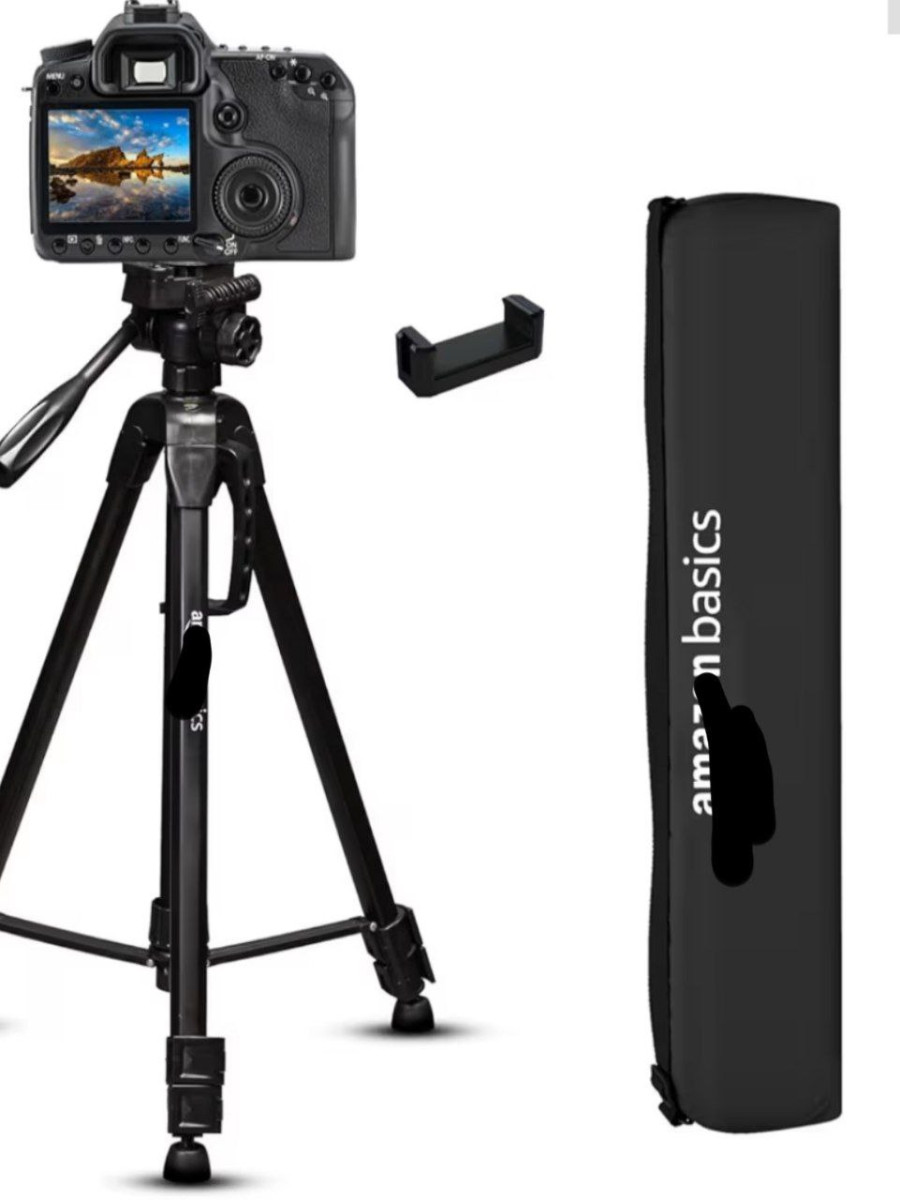 Amazon Basics 67 Inch Professional Tripod Stand With Mobile Phone Holder At