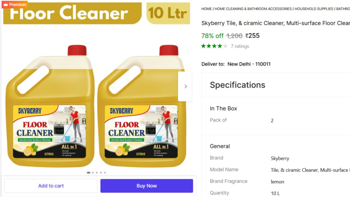 Skyberry Floor Cleaner Lemon 10 Ltr 25525 5 Per Liter