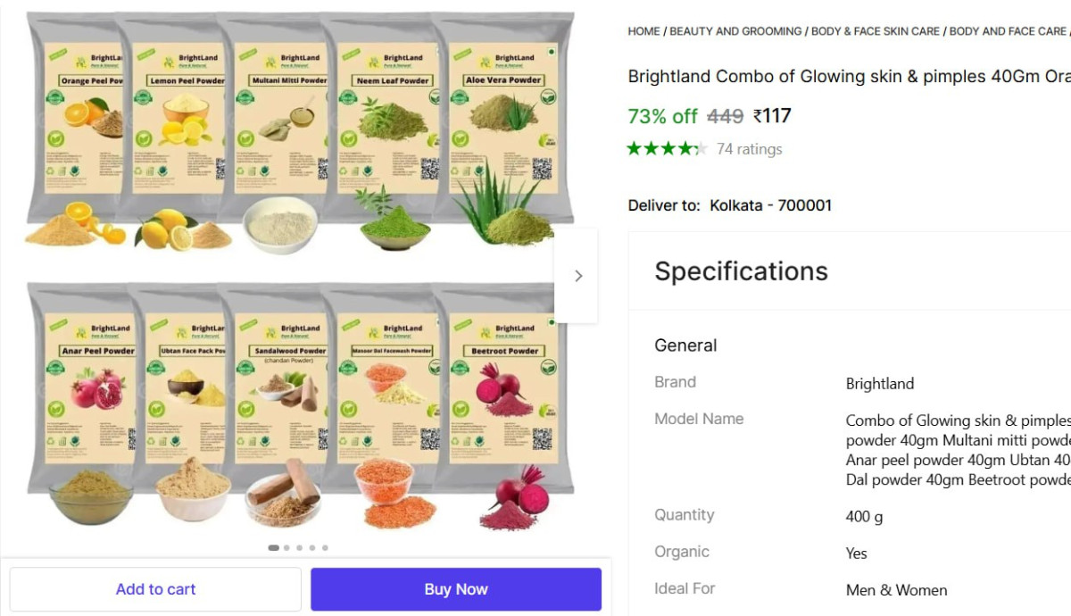 Skin Care Powder Combo 400gm 117natural Glow Pimple Care In One Combo