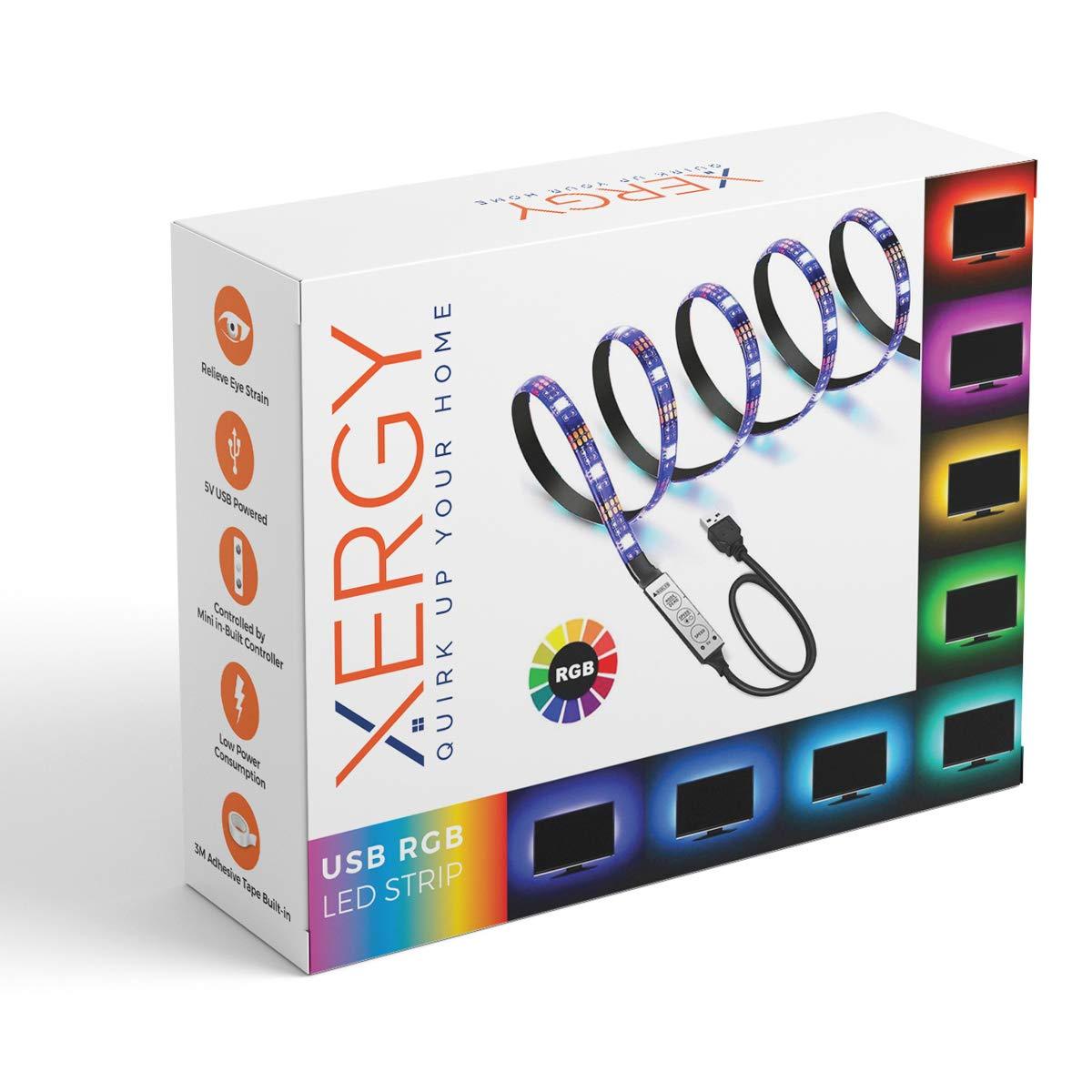 Xergy Usb 5v Powered Rgb Led Flexible Strip Light With Mini Controller 399