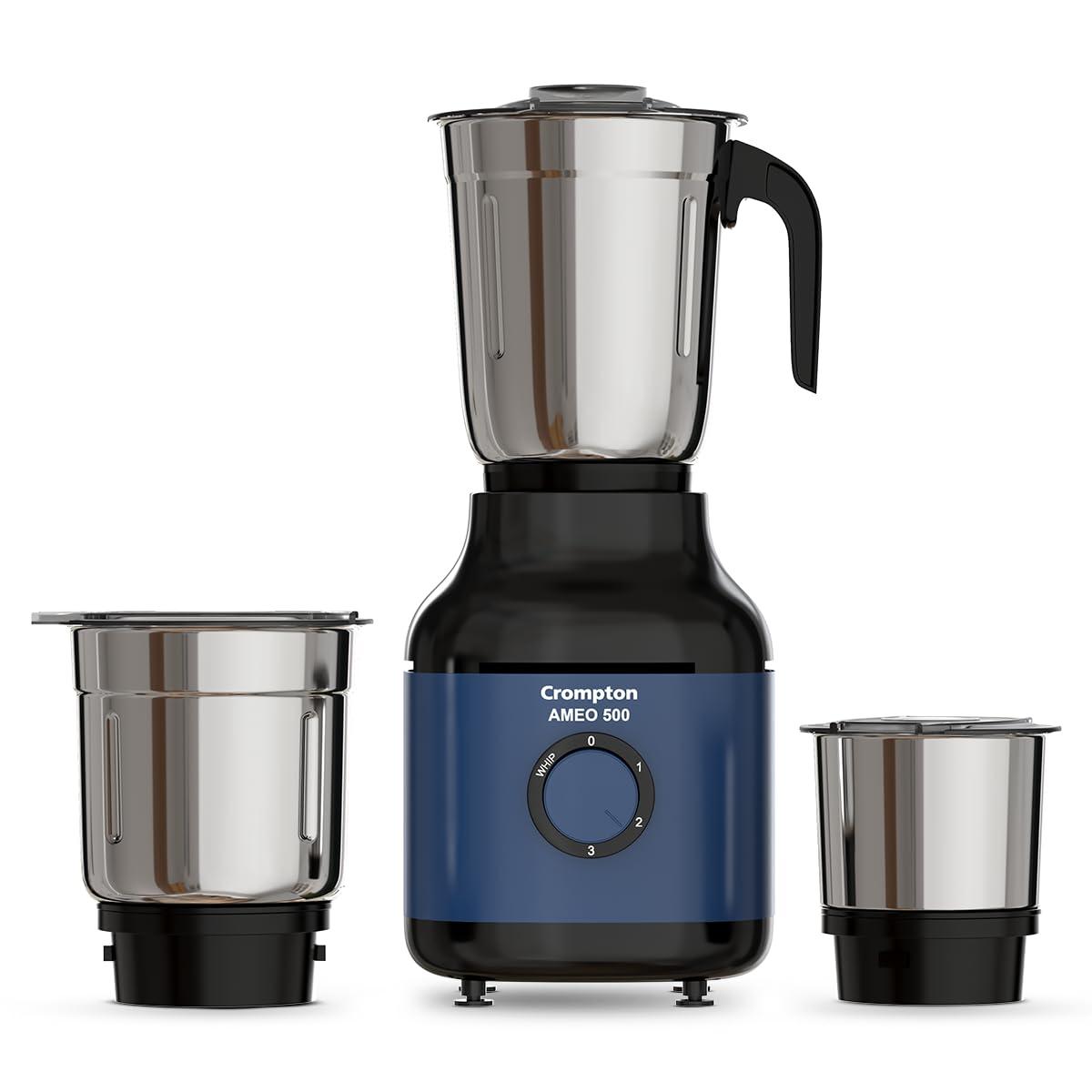 Crompton Ameo 500w Mixer Grinder With Powertron Motor Motor Vent-x Technolo