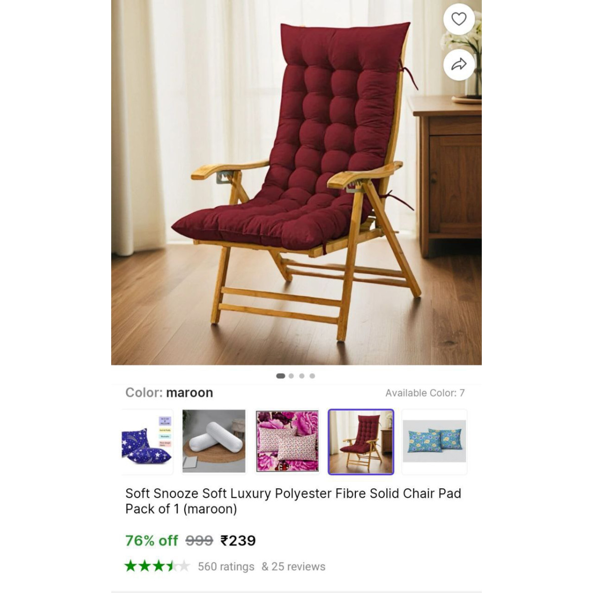 Soft Snooze Luxury Polyester Chair Pad 239