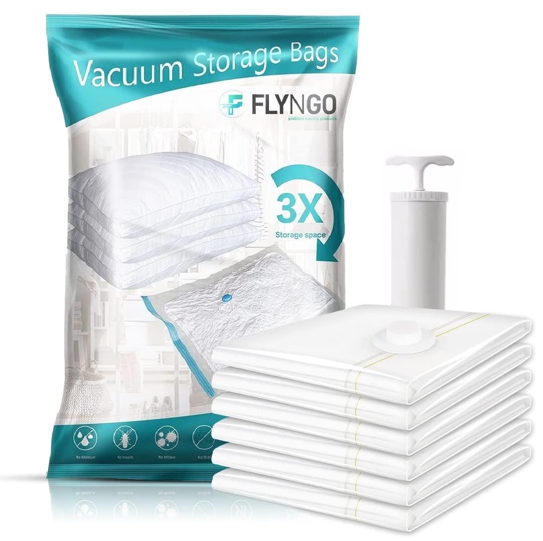 Flyngo Polypropylene Reusable Ziplock Vacuum Storage Space Saver Bags Hand 