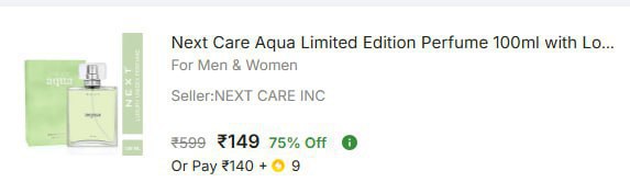 - Next Care Aqua Limited Edition Perfume 100ml At Rs 149 Master Link -
