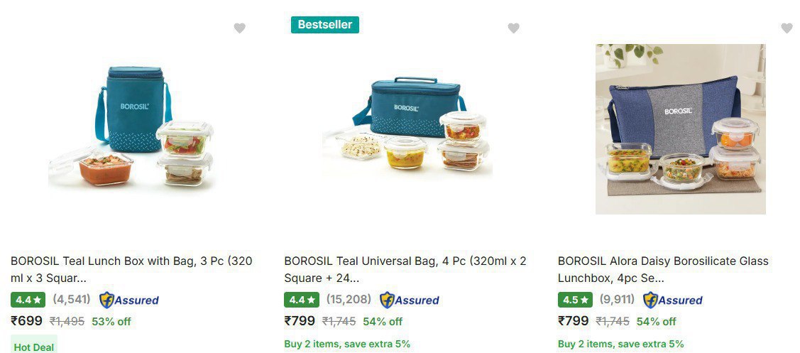Flipkart Borosil Lunch Boxes Starts 524 Milton Lunch Box Set Starts 460