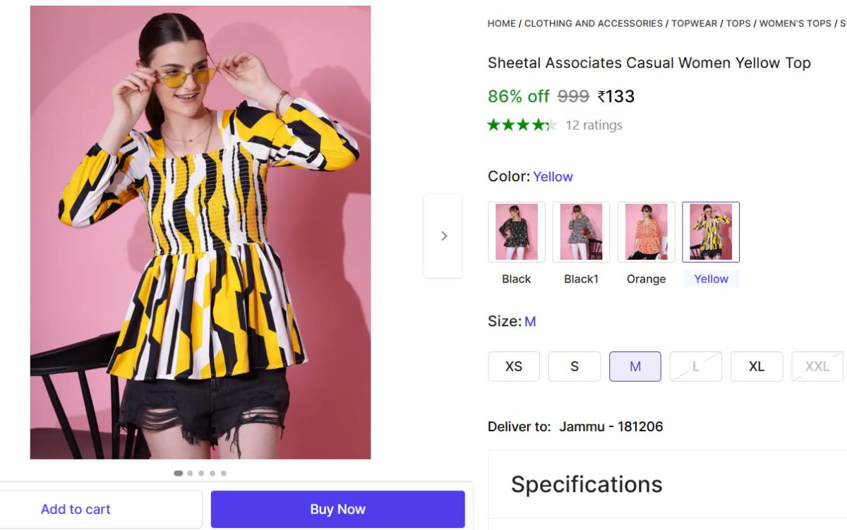 Casual Women Yellow Top 133