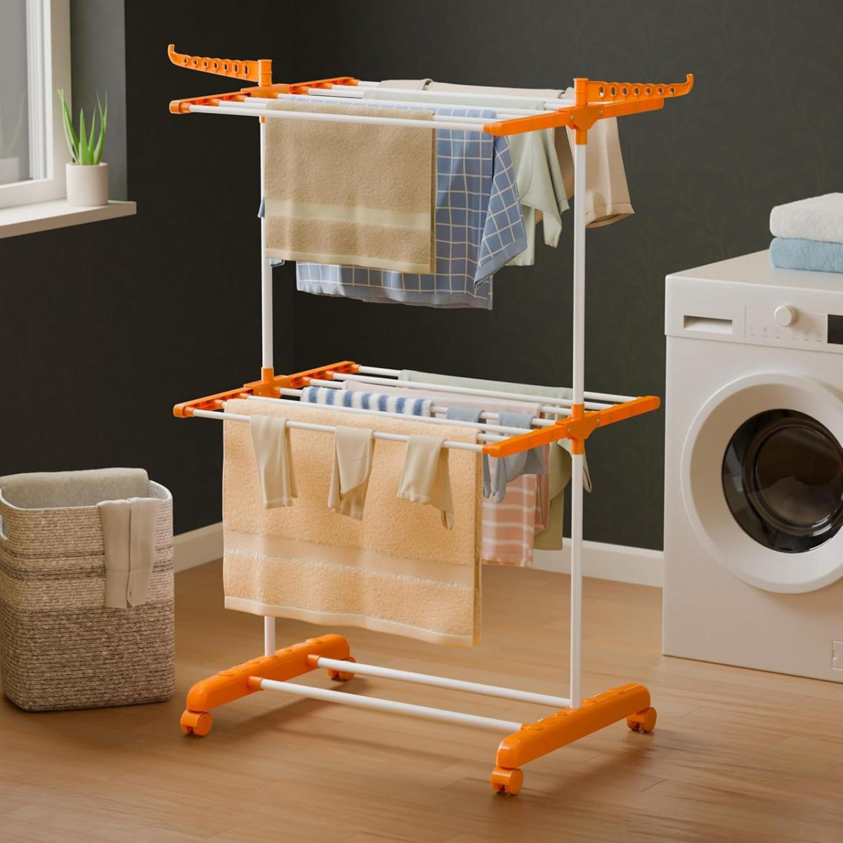 Happer Premium Clothes Stand For Drying With Wheels Portable 999