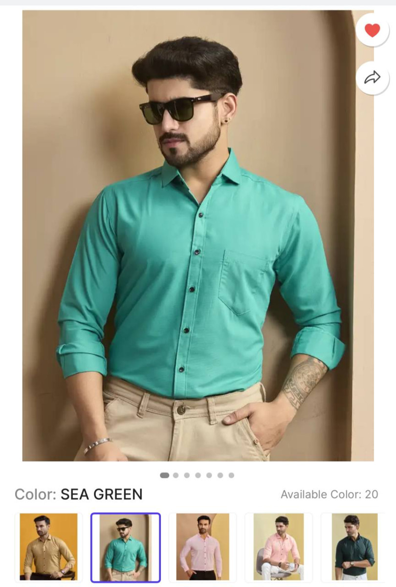 Men Slim Fit Solid Spread Collar Formal Shirtdeal 388