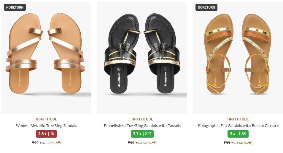 Ajio Women S Sandals From 99 Link Extra 10 Ajio Super Cash