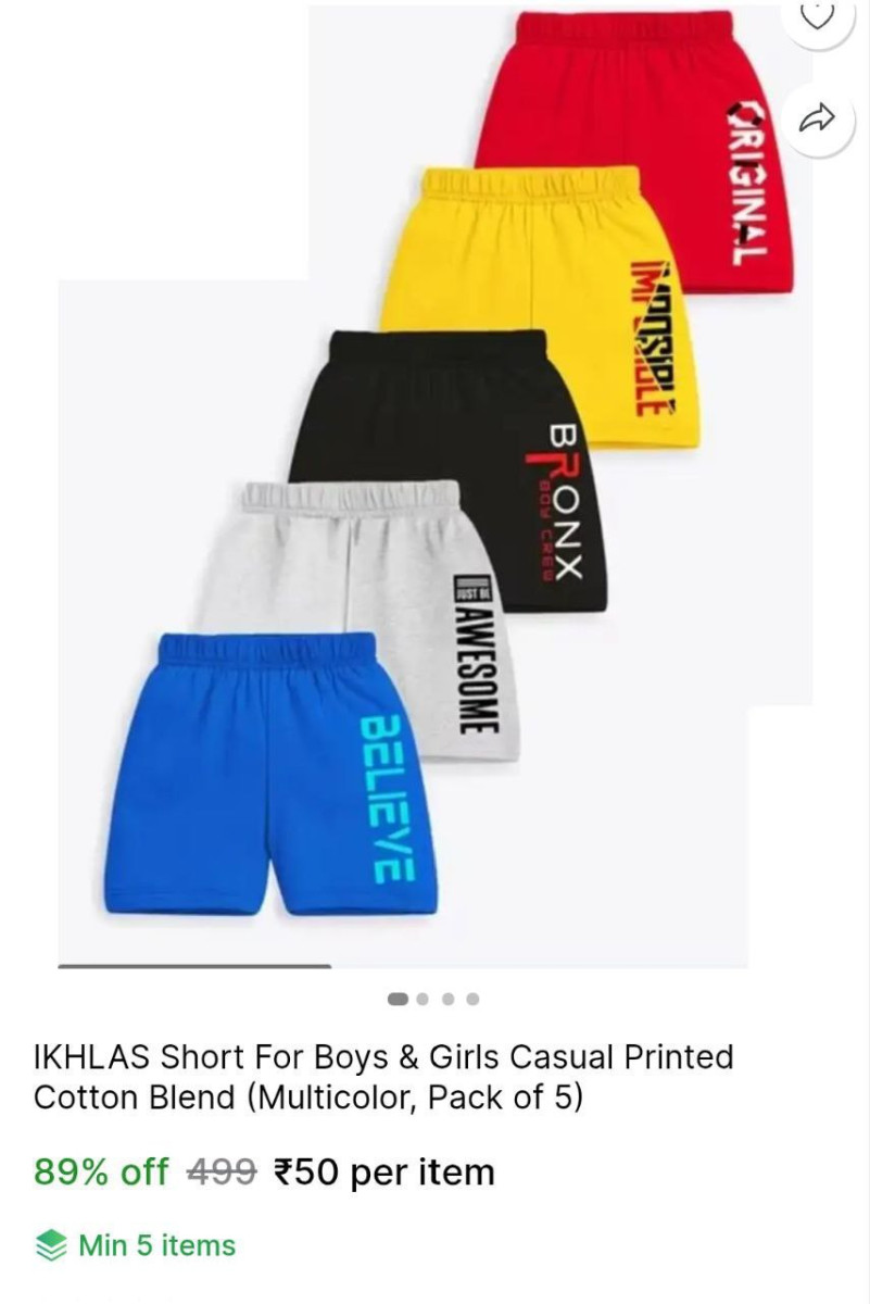 Kid S Shorts 50check Min Buy Quantity