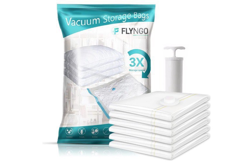 Flyngo Polypropylene Reusable Ziplock Vacuum Storage Space Saver Bags For C